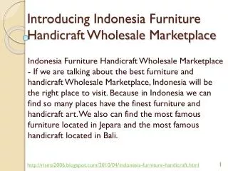 Indonesia Furniture Handicraft Wholesale Marketplace