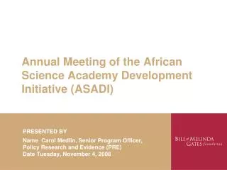 annual meeting of the african science academy development initiative asadi