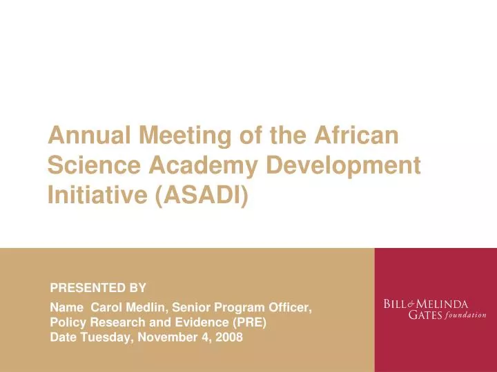 annual meeting of the african science academy development initiative asadi