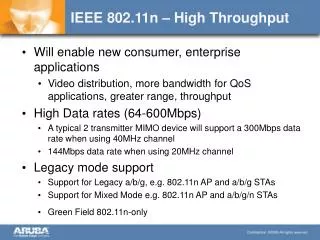 IEEE 802.11n – High Throughput