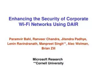 Enhancing the Security of Corporate Wi-Fi Networks Using DAIR