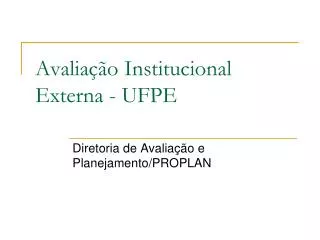 avalia o institucional externa ufpe