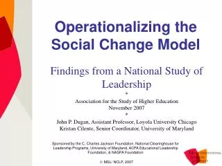 Operationalizing the Social Change Model