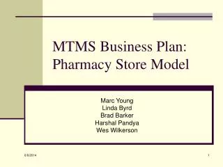 MTMS Business Plan: Pharmacy Store Model