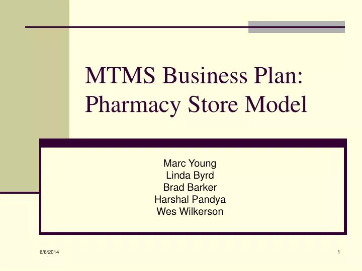 mtms business plan pharmacy store model