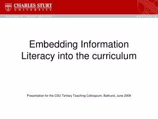 Embedding Information Literacy into the curriculum