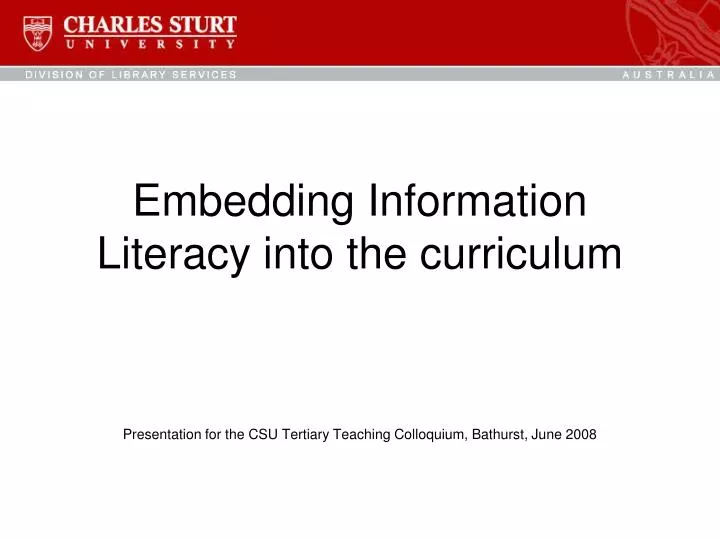 embedding information literacy into the curriculum