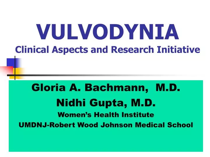 vulvodynia clinical aspects and research initiative