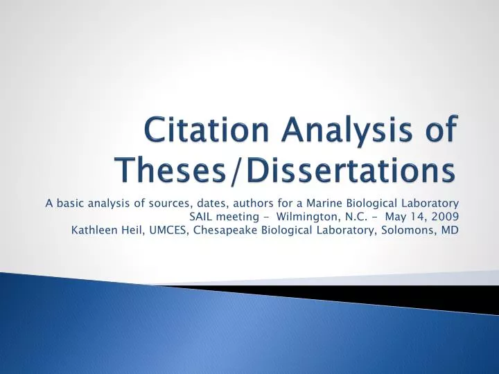 citation analysis of theses dissertations
