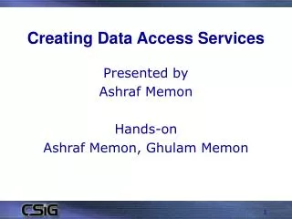 Creating Data Access Services