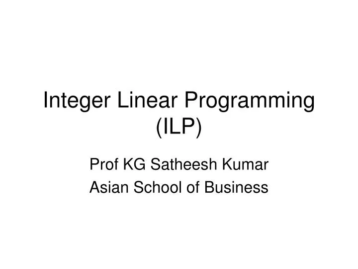 integer linear programming ilp