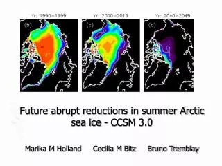 Future abrupt reductions in summer Arctic sea ice - CCSM 3.0 Marika M Holland Cecilia M Bitz Bruno Tremblay