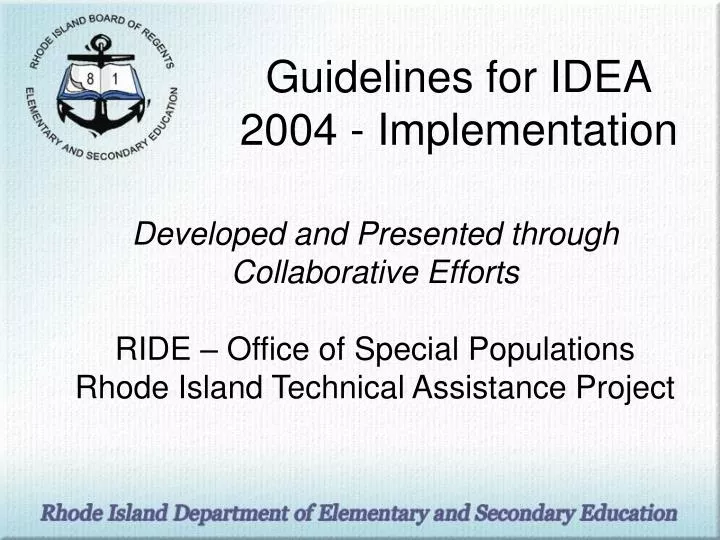 guidelines for idea 2004 implementation