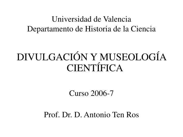 universidad de valencia departamento de historia de la ciencia