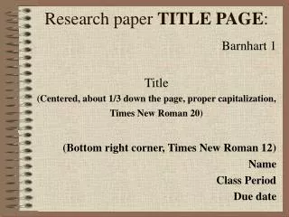 Research paper TITLE PAGE :