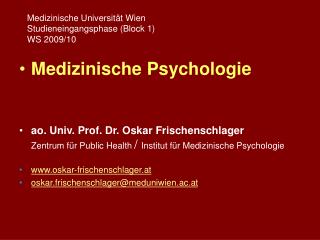 medizinische universit t wien studieneingangsphase block 1 ws 2009 10