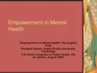 Empowerment in Mental Health
