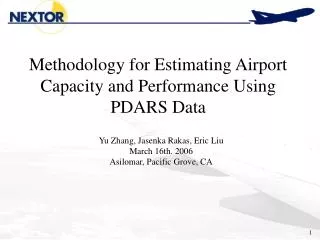 Methodology for Estimating Airport Capacity and Performance Using PDARS Data