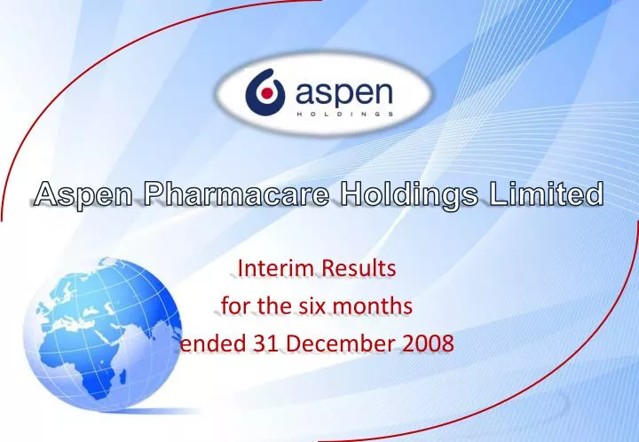 interim results for the six months ended 31 december 2008