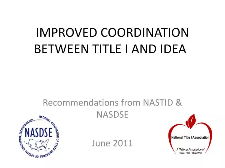improved coordination between title i and idea