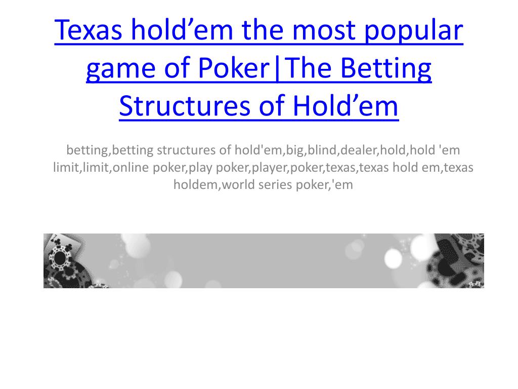 Basics of texas holdem poker