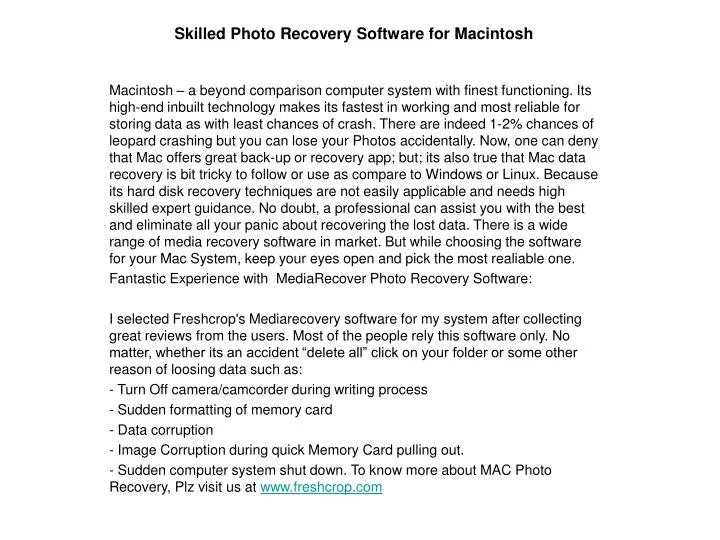 skilled photo recovery software for macintosh