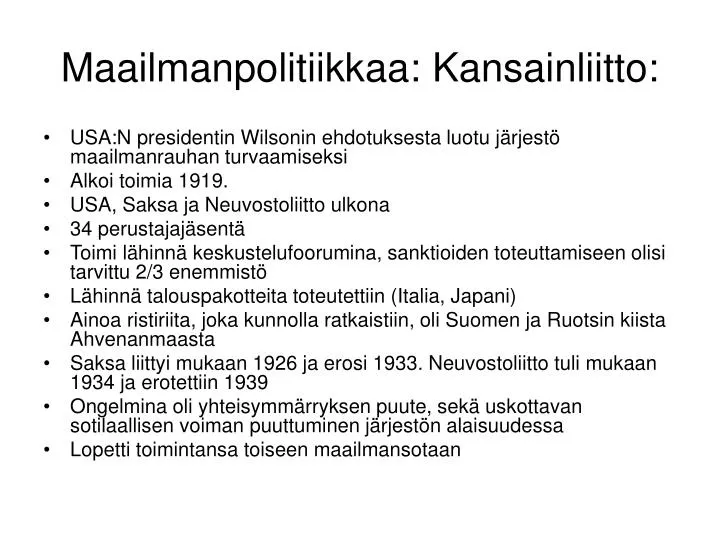 maailmanpolitiikkaa kansainliitto