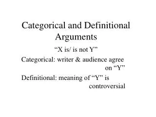 Categorical and Definitional Arguments