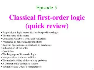 Classical first-order logic (quick review)