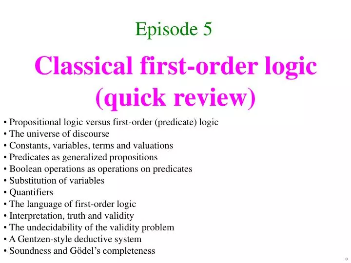 classical first order logic quick review