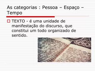 as categorias pessoa espa o tempo