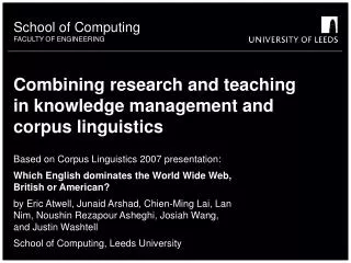 Combining research and teaching in knowledge management and corpus linguistics