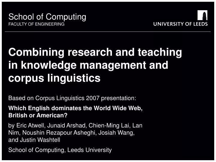 combining research and teaching in knowledge management and corpus linguistics