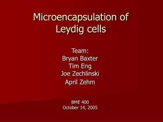 Microencapsulation of Leydig cells