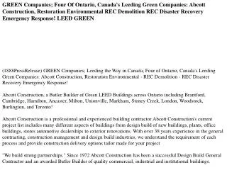 GREEN Companies; Four Of Ontario