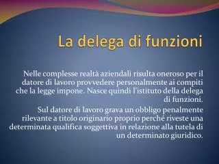 la delega di funzioni