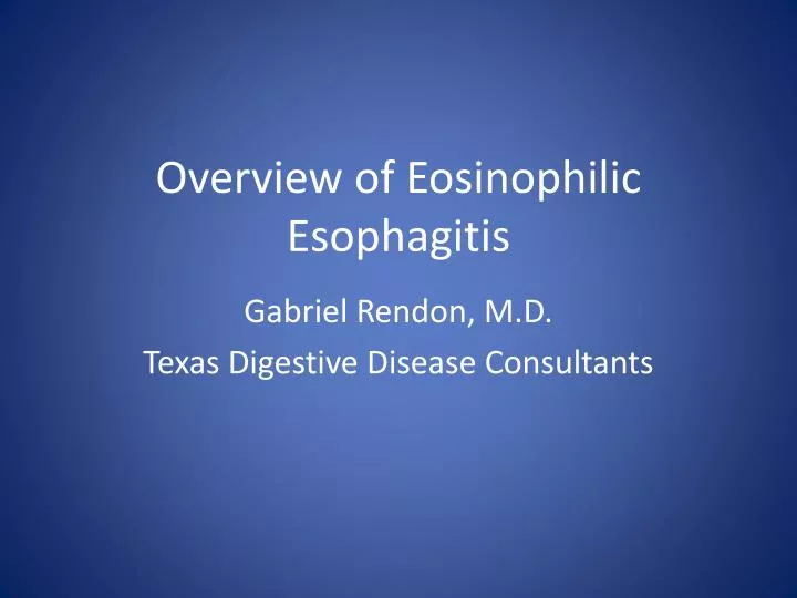 overview of eosinophilic esophagitis