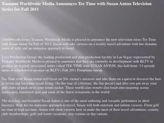tsunami worldwide media announces tee time with susan anton