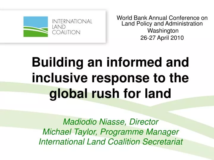world bank annual conference on land policy and administration washington 26 27 april 2010