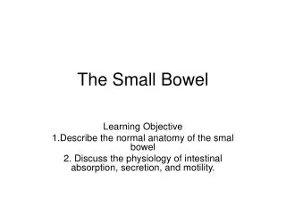 The Small Bowel