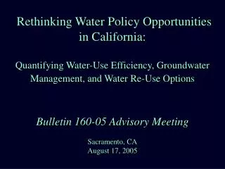 Water Policy Program, Donald Bren School of Environmental Science and Management University of California, Santa Barb