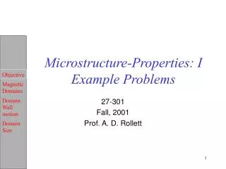 Microstructure-Properties: I Example Problems