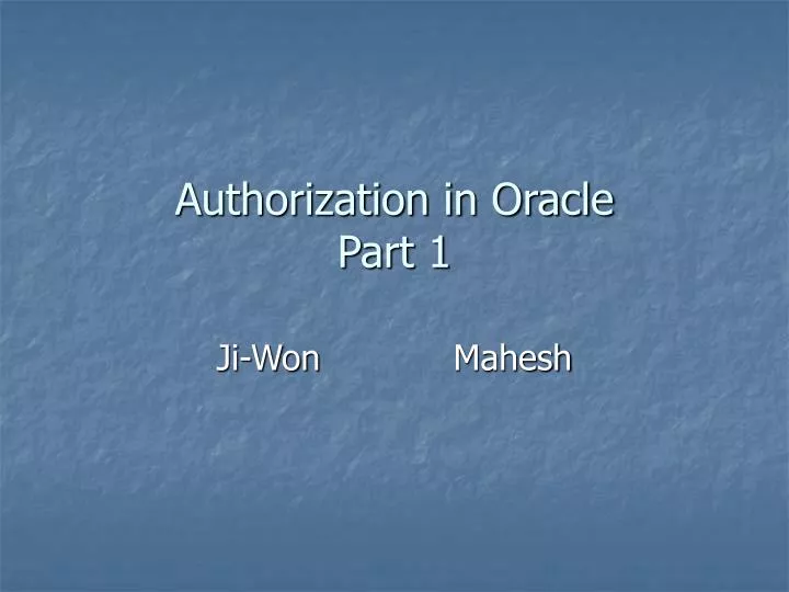 authorization in oracle part 1