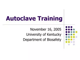 Autoclave Training