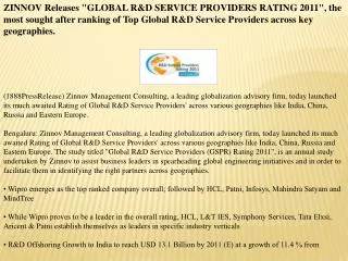 zinnov releases "global r&d service providers rating 2011",