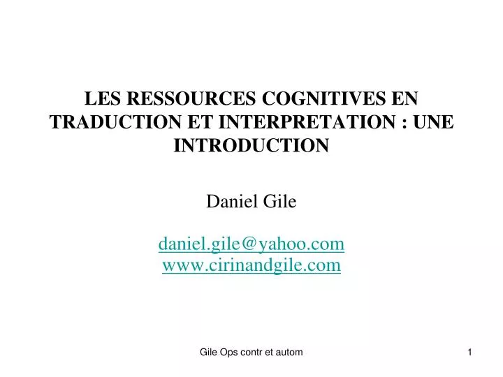 les ressources cognitives en traduction et interpretation une introduction