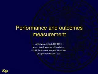 Performance and outcomes measurement
