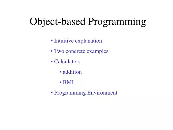 object based programming