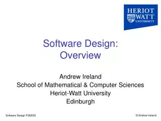 Software Design: Overview