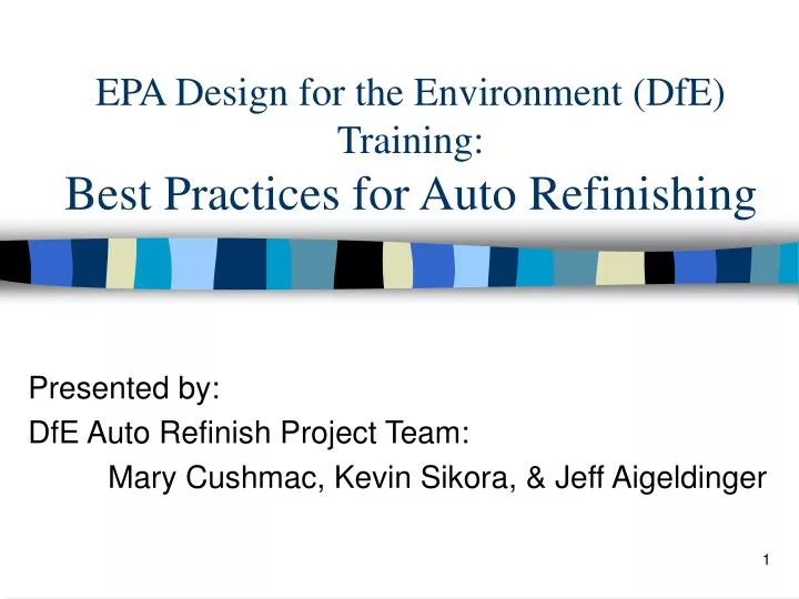 epa design for the environment dfe training best practices for auto refinishing